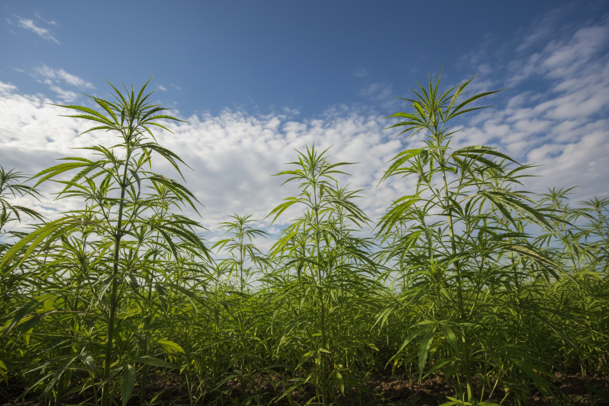 The camera is lower, more of the side of the hemp. With about 1/4 of beautiful sky,
